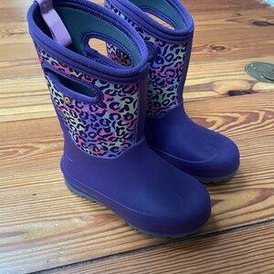 Kids Purple Leopard Print Boots